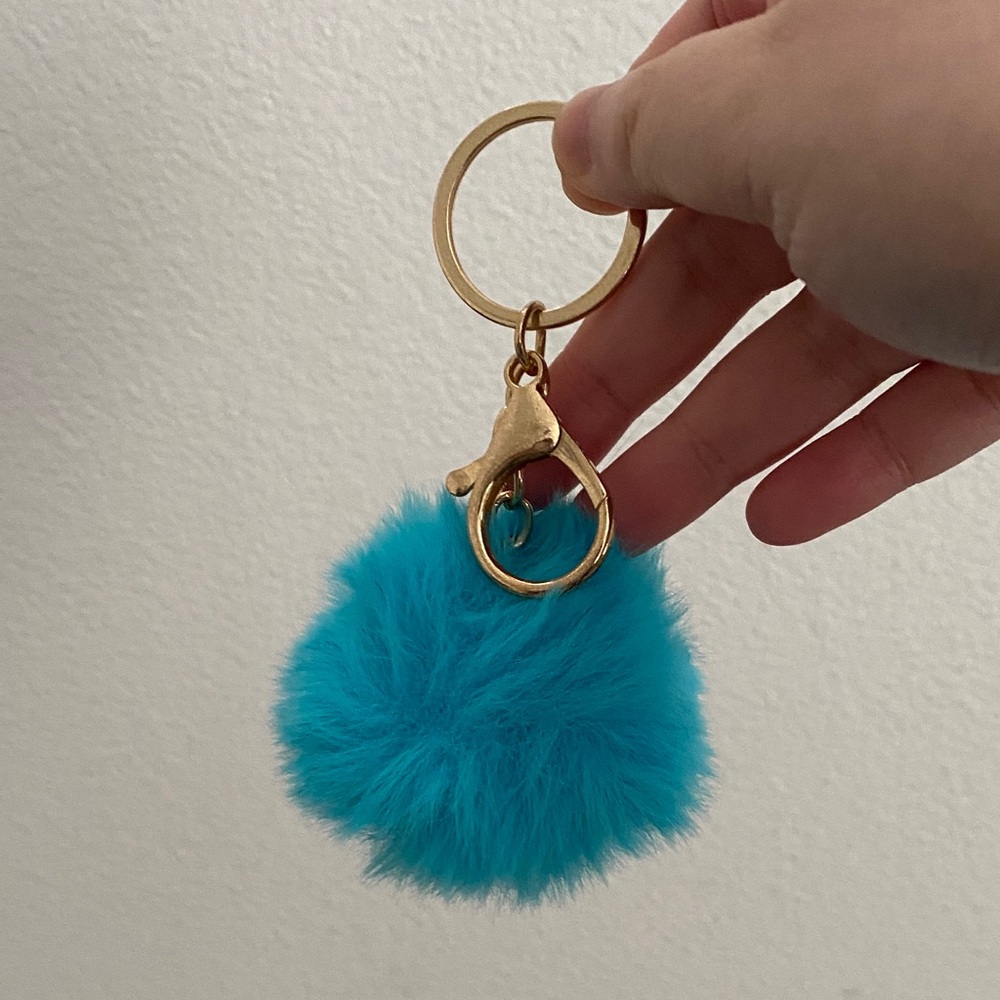 Blue Fluffy Pom Pom Keychain